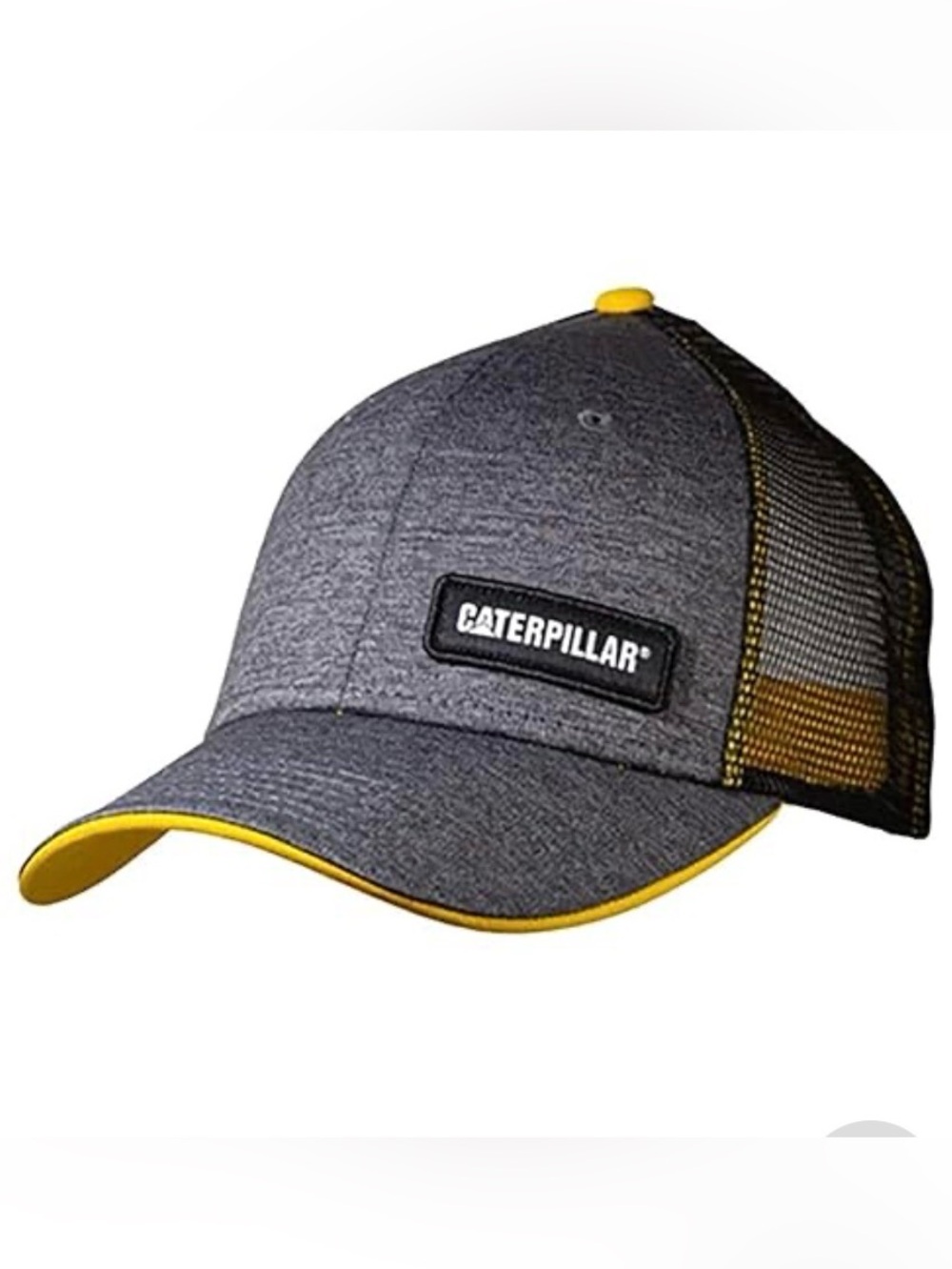 Caterpillar Gray and Yellow Mesh Snapback Baseball Cap